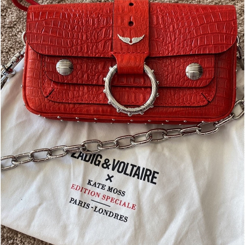 Zadig & Voltaire Kate Wallet Bag in Red Leather Croc